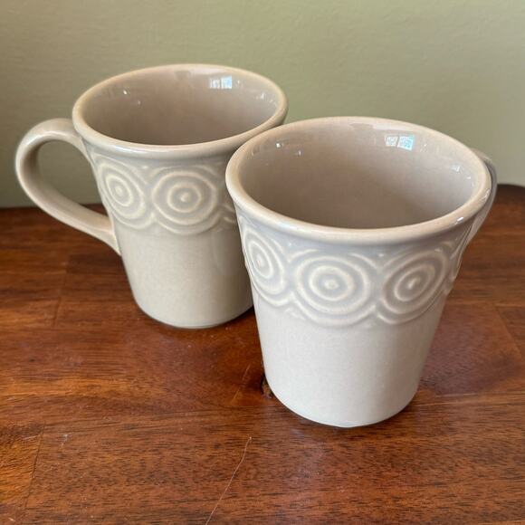 Crate and Barrel Sierra Khaki Clay 10oz Mugs Set of Two - Picture 2 of 5